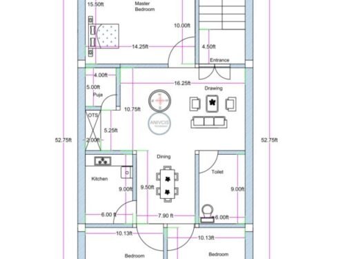 22.75x52.75 ft 3BHK
