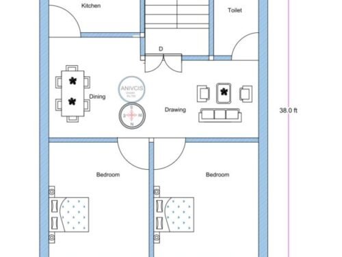 22.80x38 ft 2BHK