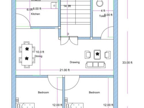 22x33 ft 2BHK