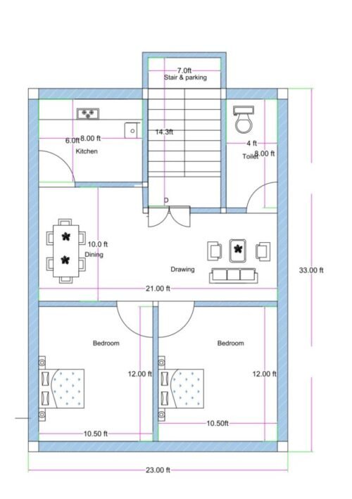 22x33 ft 2BHK