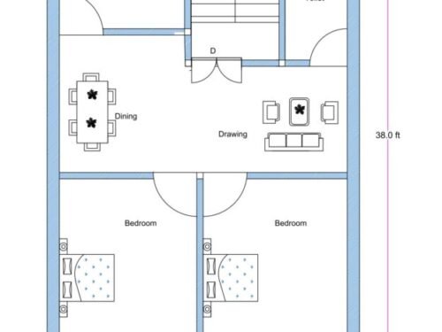 22x38 ft 2BHK