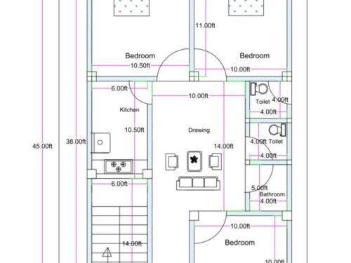 22x39 ft 3BHK