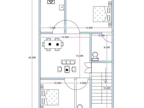 22x42 ft 2BHK luxury