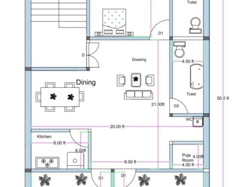 22x50 ft 3BHK