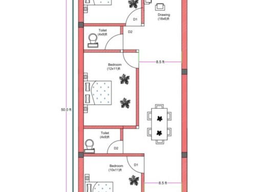 22x55 ft 3BHK with 5Feet Lawn