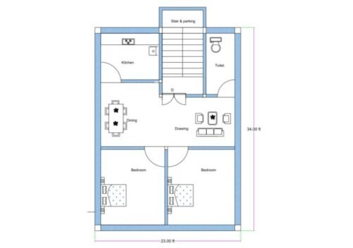 23x34 ft 2BHK