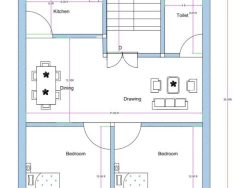 23x35 ft 2BHK