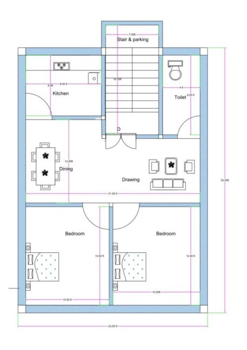 23x35 ft 2BHK