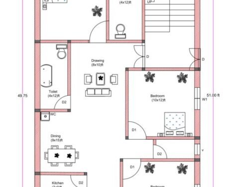 24.75x49.75 ft 3BHK