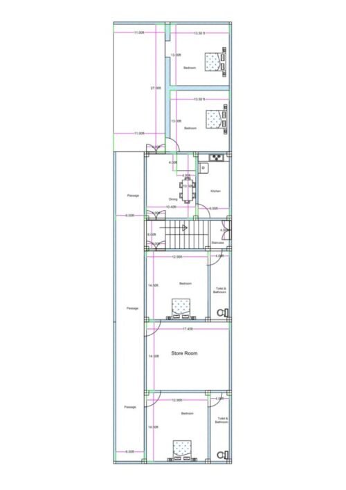 24.95x93.50 ft 5BHK