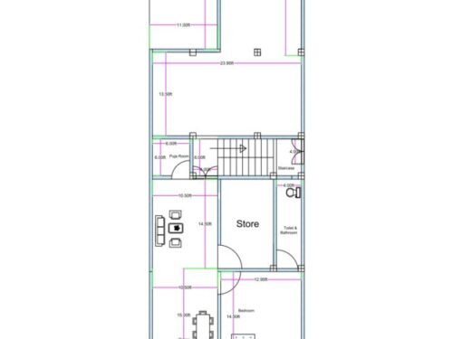 24.95x93.50 ft 1BHK+Showroom + Theater