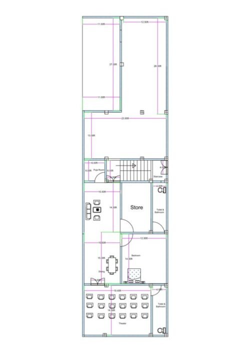 24.95x93.50 ft 1BHK+Showroom + Theater