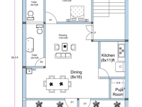24x39.60 ft 3BHK 2
