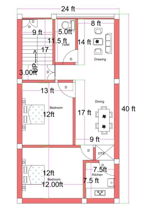 24x40 ft 2BHK