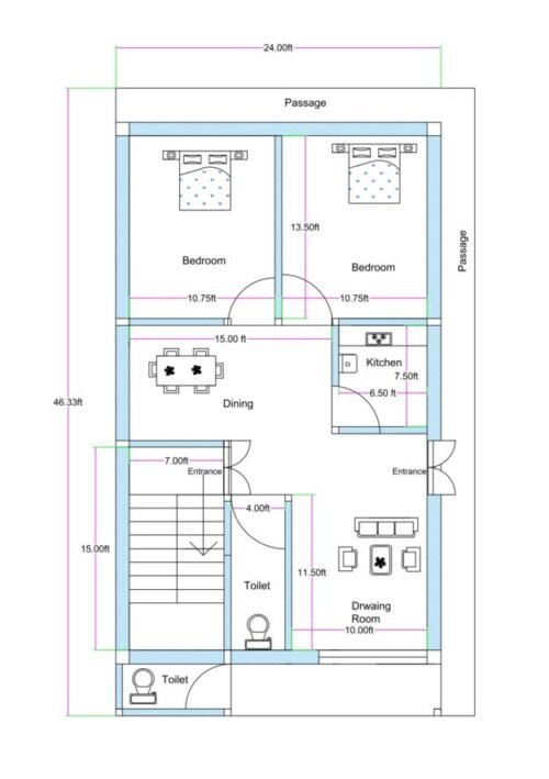24x40 ft 2BHK 2