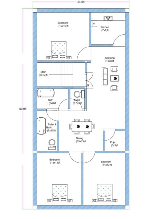 24x50 ft 3BHK