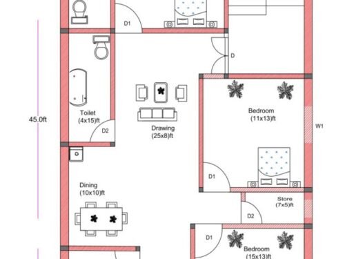 24x55 ft 3BHK