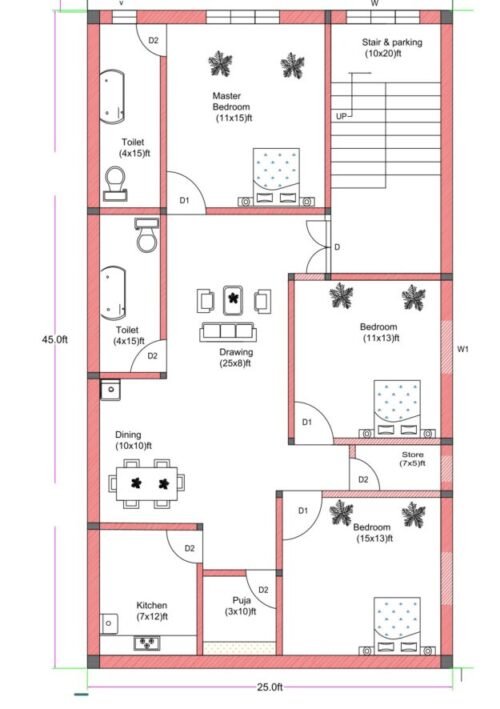 24x55 ft 3BHK
