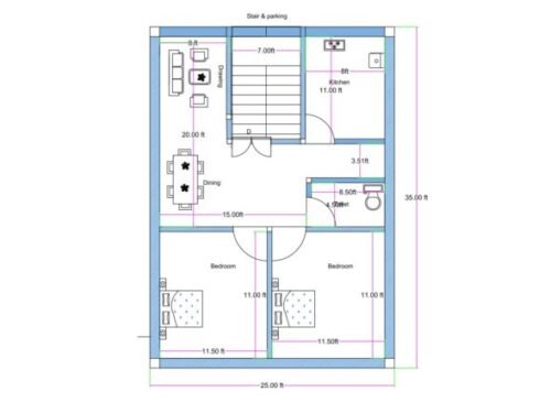 25x35 ft 2BHK