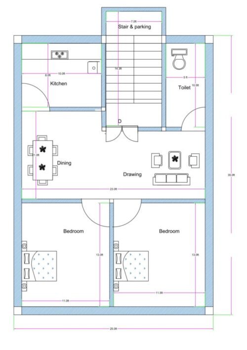 25x35 ft 2BHK 3