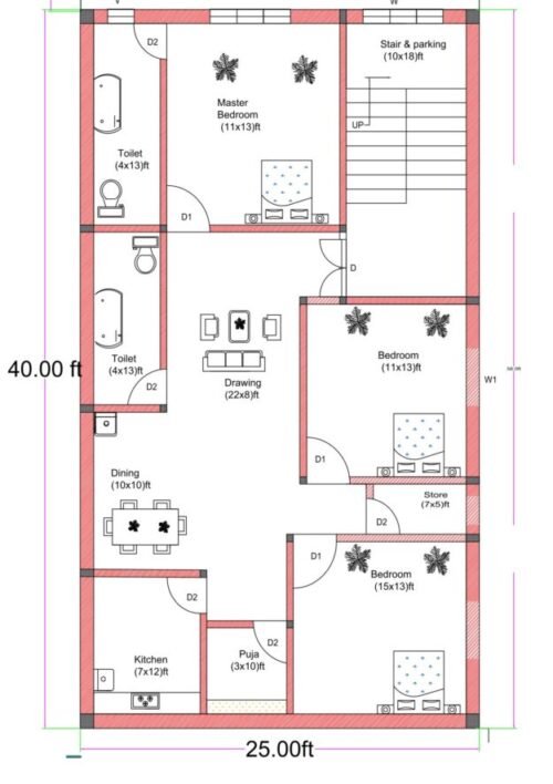 25x40 ft 3BHK