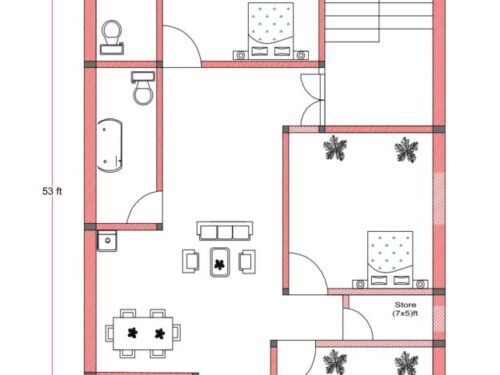 25x53 ft 3BHK