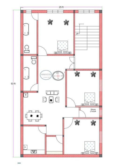 25x53 ft 3BHK 2