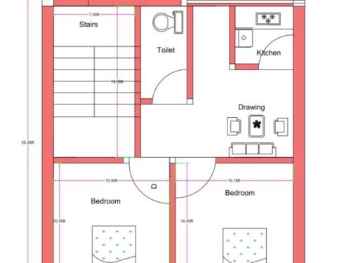 26.83x25.83 ft 2BHK 2