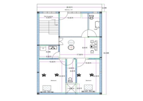 26x33 ft 3BHK 2