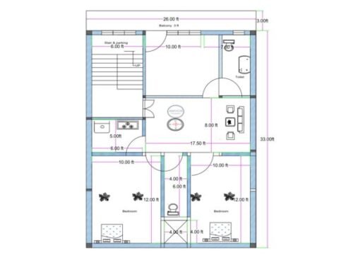 26x33 ft 3BHK 2