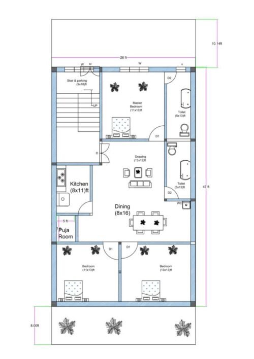 26x47 ft 3BHK Luxury