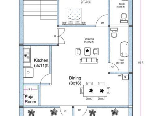 26x52 ft 3BHK