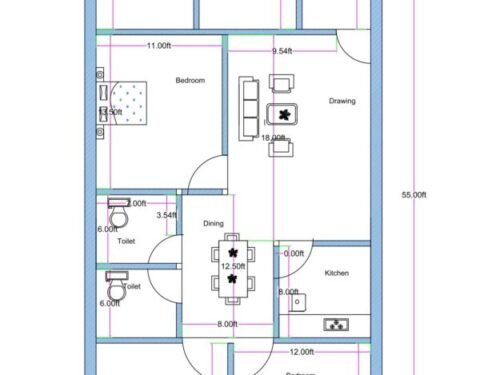 26x55 ft 3BHK 2Shops