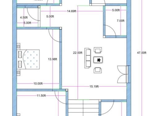 27.60x47 ft 3BHK