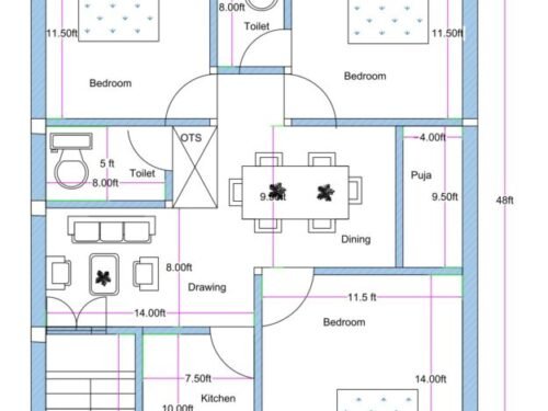28x48 ft 3BHK Luxury