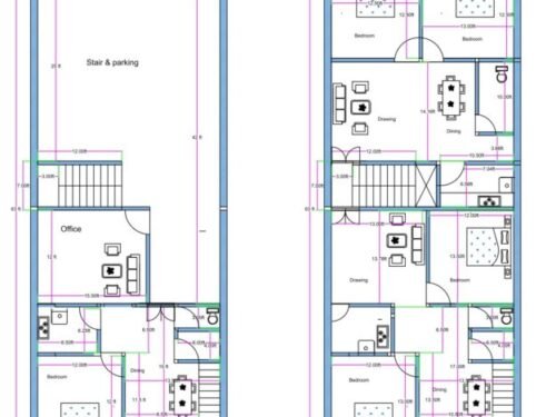 28x70 ft 3Flats 2BHK & 2 - 1BHK Duplex Ground Floor + First Floor