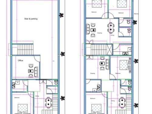 28x70 ft 3Flats 2BHK & 2 - 1BHK Duplex Ground Floor + First Floor 2