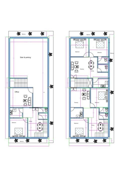 28x70 ft 3Flats 2BHK & 2 - 1BHK Duplex Ground Floor + First Floor 2