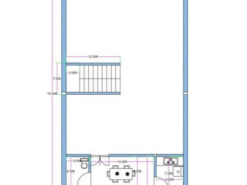 28x70 ft 3Flats 2BHK & 2 - 1BHK Duplex Ground Floor