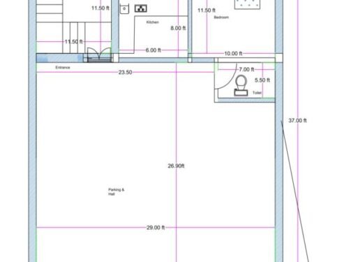 30x37 ft 1BHK with Parking Ground floor