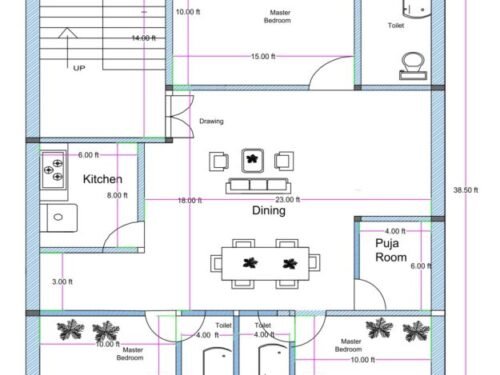 30x30 ft 3BHK3t Luxury