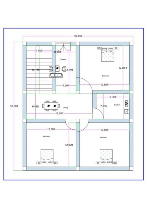 30x35 ft 3BHK
