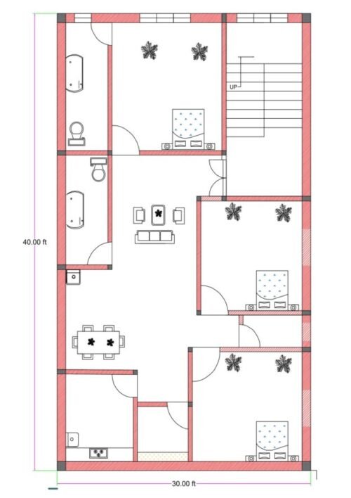 30x40 ft 3BHK