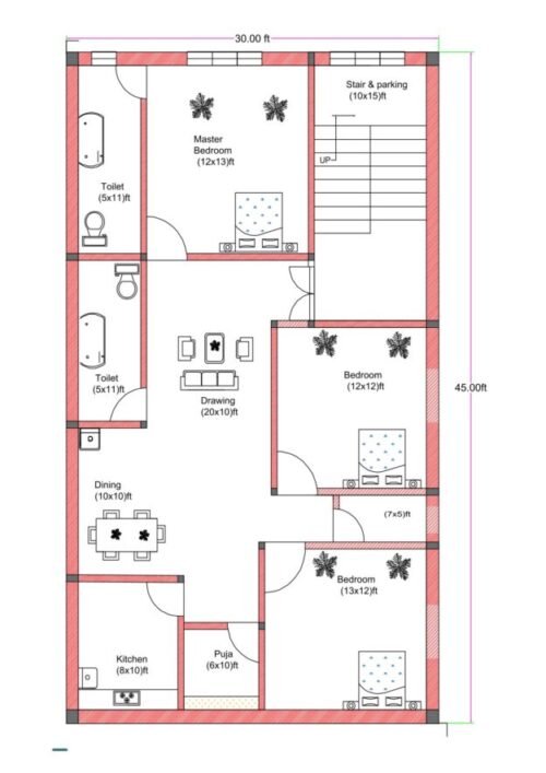 30x45 ft 3BHK Luxury3