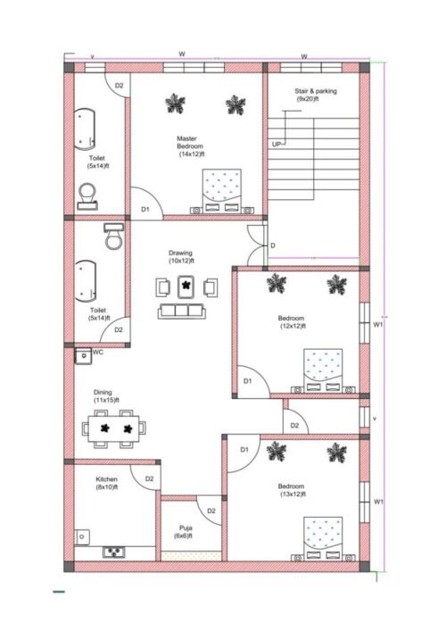 30x50 ft 3BHK 2