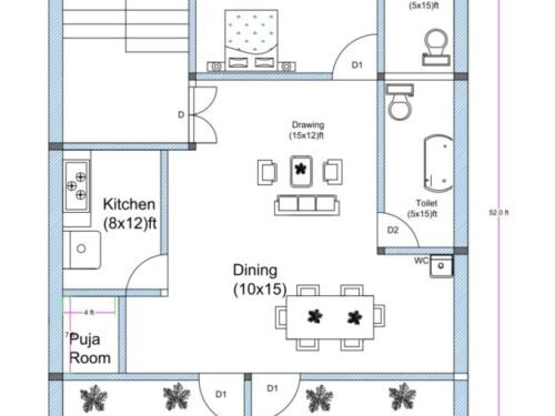 30x52 ft 3BHK