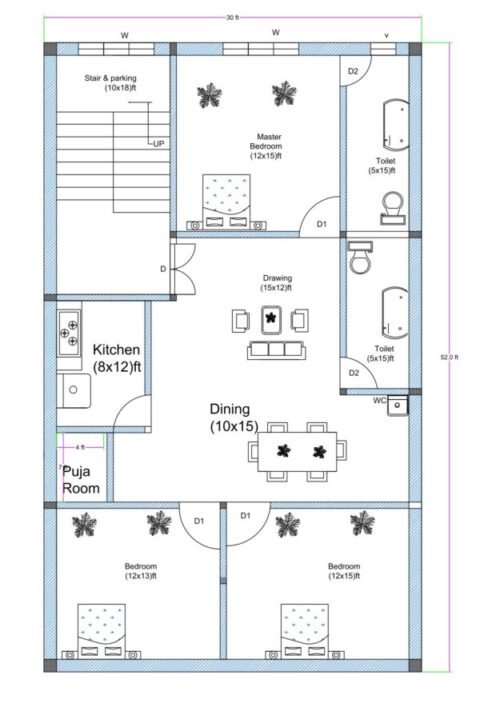 30x52 ft 3BHK