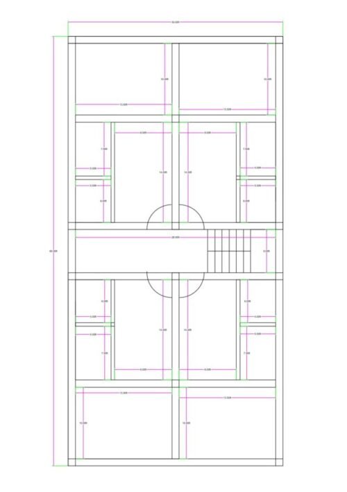 30x60 ft 3BHK 2Flats Layout