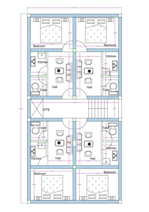 30x60 ft 1BHK 4Flats