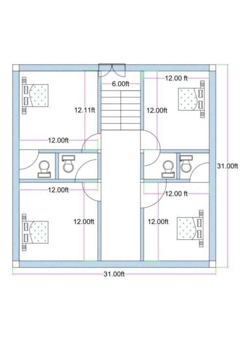 31x31 4Bedroom toilets Hotel/Lodge/Hostel